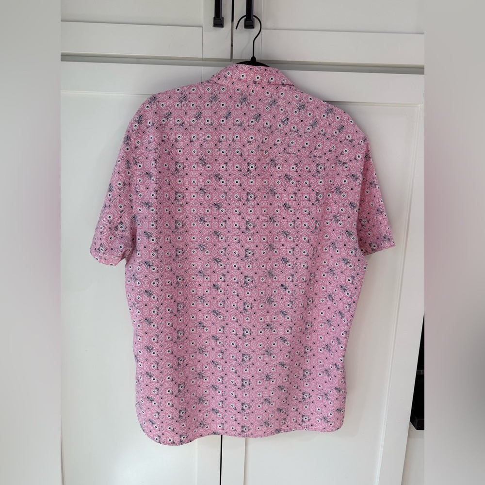Johnston Murphy Performance S/S Shirt Geometric Design M Excellent Condition - Picture 2 of 14